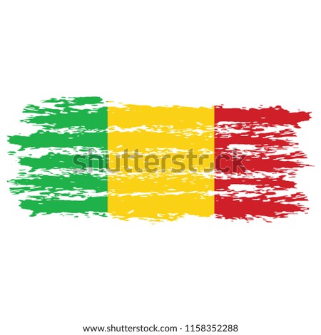 Flag of Mali the illustration vector on a white background, brush stroke Design Elements