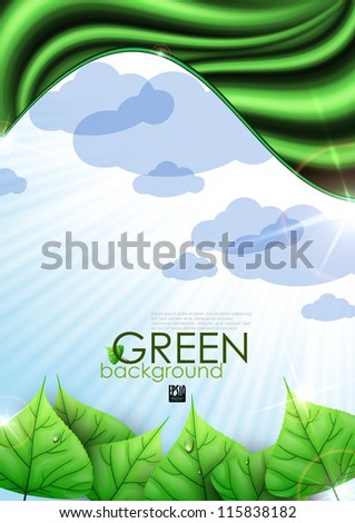 Eco green background with leaves. Vector illustration. Eps 10.