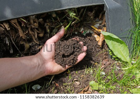 Composting of garden waste, biowaste Royalty-Free Stock Photo #1158382639
