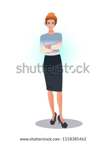 
beautiful businesswoman standing arms folded on chest