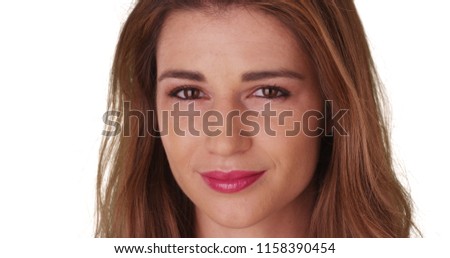 Portrait of stunning Caucasians beautiful face on white background