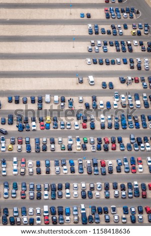 Aerial photography and top view over parked cars