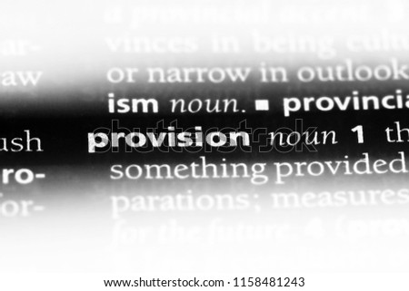 provision word in a dictionary. provision concept. Royalty-Free Stock Photo #1158481243