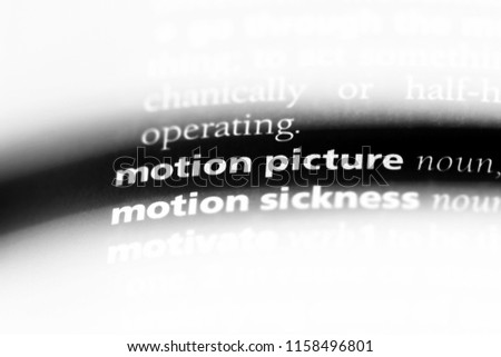 motion picture word in a dictionary. motion picture concept.