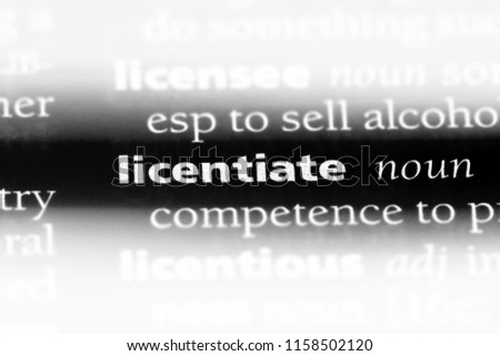 licentiate word in a dictionary. licentiate concept. Royalty-Free Stock Photo #1158502120