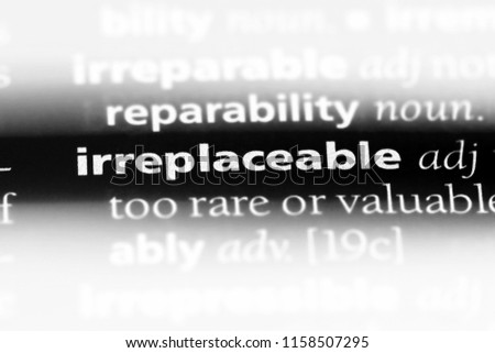 irreplaceable word in a dictionary. irreplaceable concept. Royalty-Free Stock Photo #1158507295