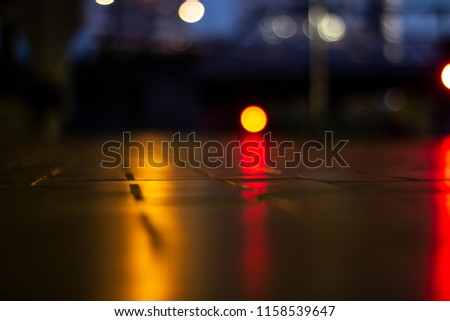 Trains traffic lights and signal with blurred bokeh effects