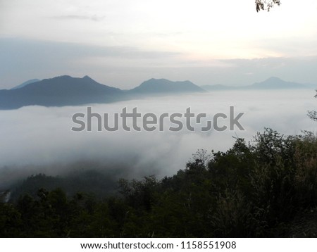 View of morning sunrise at Phutok mountain, Loei, Thailand