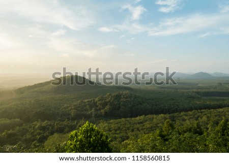 Morning view from a hill at Surat Thani, Thailand