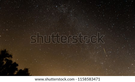 Long exposure of the night sky in Israel showing many stars constellations