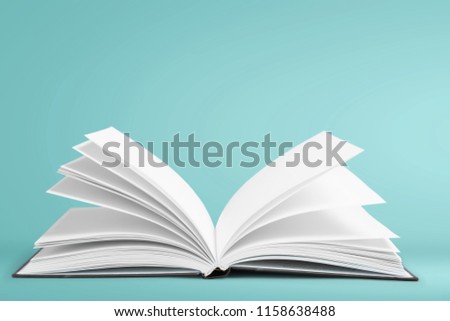 Open book isolated on white and letters