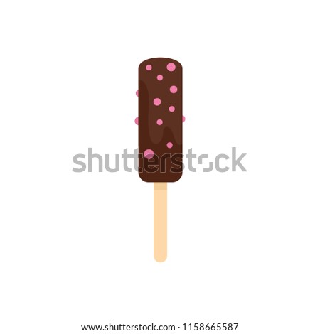 Chocolate ice cream icon. Flat illustration of chocolate ice cream icon for web isolated on white