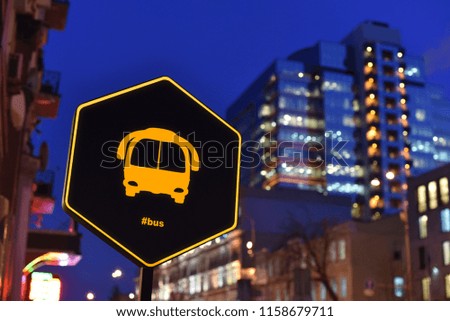 sign of Bus in night city