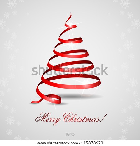 Stylized ribbon Christmas tree. Vector illustration. Eps 10.