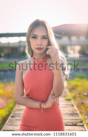 Portrait of Asian Woman in sunny day