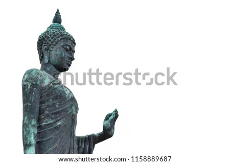 Buddha statue from Thailand.isolated on white background,symbol of religion buddhism.design with copy space add text
