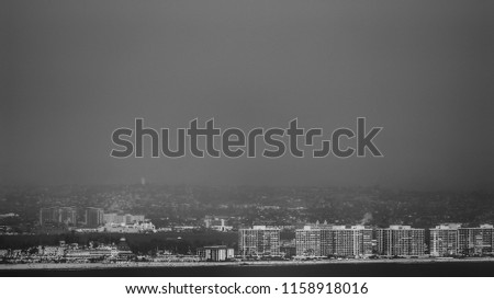 The city of San Diego under a marine layer.