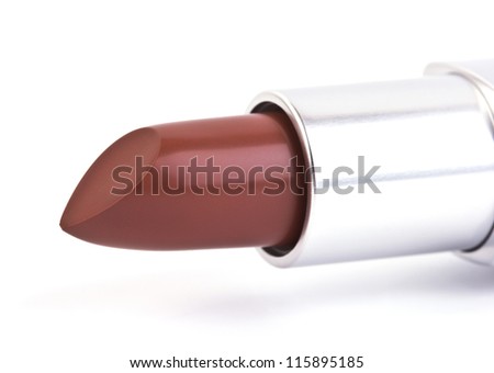 Brown lipstick isolated on a white background.