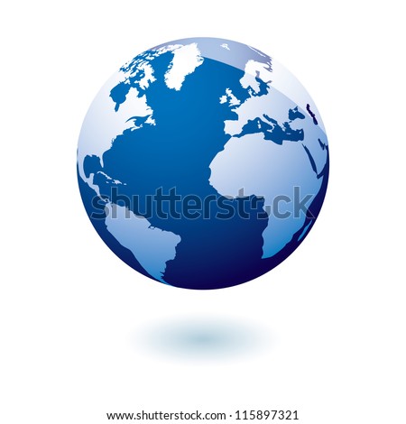 Simple blue earth icon in the modern gel style