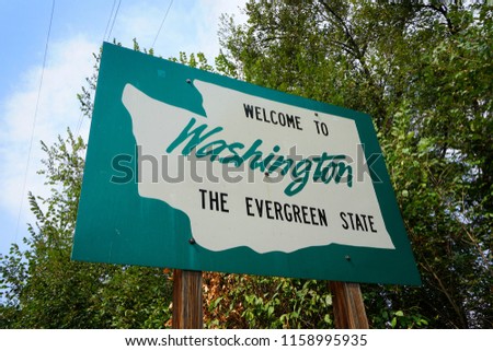  Welcome to Washington state sign                              