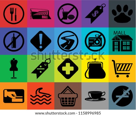 Set Of 20 icons such as No smoking, Mall, Pet, Price, Card payment, Purse, alcohol, transparency icon pack, pixel perfect