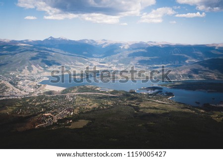 Landscape view overlooking Summit County, Colorado.  Royalty-Free Stock Photo #1159005427
