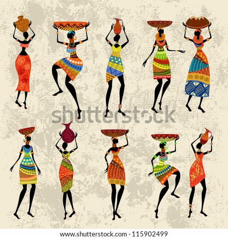 African woman on grunge background Royalty-Free Stock Photo #115902499