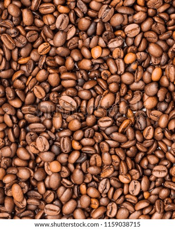Mixture of different kinds of coffee beans. Coffee Background. roasted coffee beans.