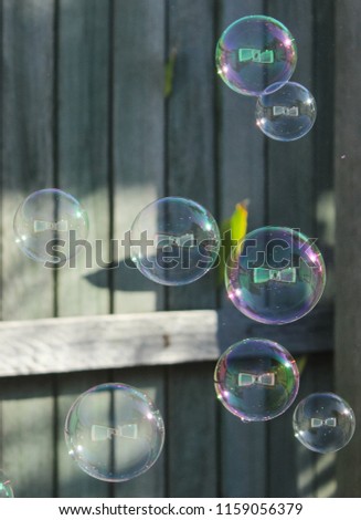 A cluster of glossy soap bubbles in motion on a sunny day. This photo was taken in Brisbane, Australia. 