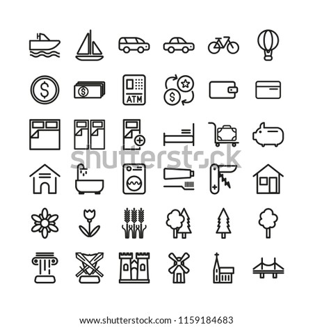 Universal linear icons set for mobile and web apps on a white background vacation and travel
