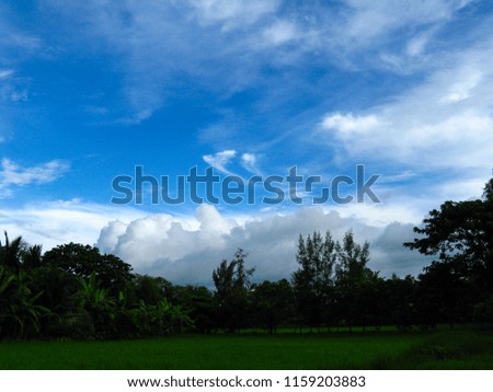 Village farming land with blue sky & white cloud patches
