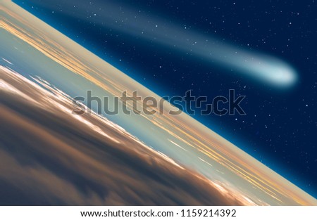 Comet on the space  "Elements of this image furnished by NASA "