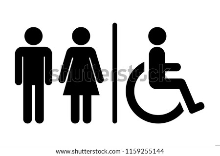 Male / Female / Handicap toilet sign, vector illustration Royalty-Free Stock Photo #1159255144