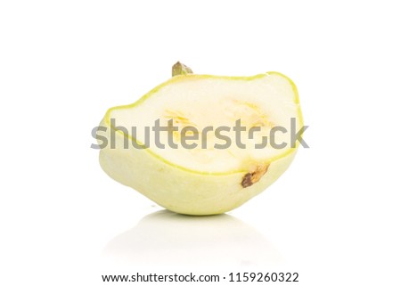 One half of summer white pattypan squash isolated on white background