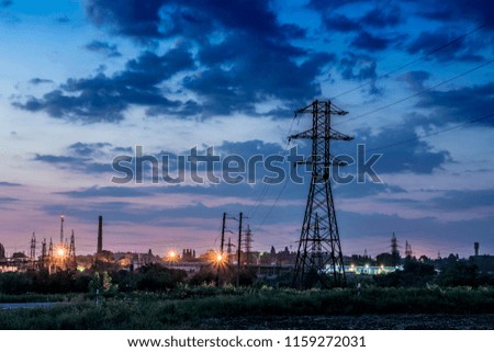 Sunset over the industrial zone