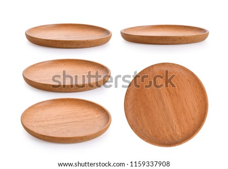 wood plate on white background Royalty-Free Stock Photo #1159337908