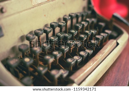 Close up Vintage typewriter,touch-up in retro style, Selective focus