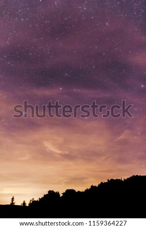 Magical, fantasy look of milky way in Jizera Mountains in Poland, night sky