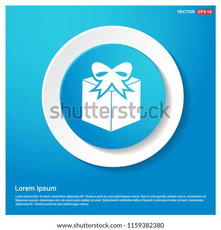 Gift Box Icon Abstract Blue Web Sticker Button - Free vector icon