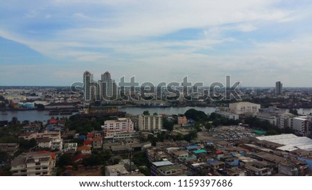 River With Cityscape, Architecture, River City With Building, Bangkok