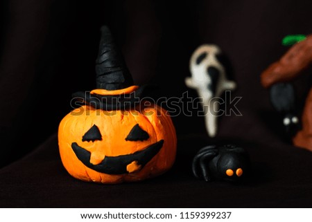 Halloween pumpkins in dark background; Halloween them.