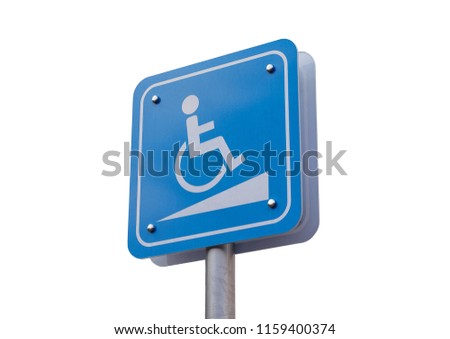 Isolated parking sign for disabled or wheelchair on white background