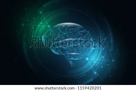 Brain human graphic digital wire dot and line vector illustration Royalty-Free Stock Photo #1159420201