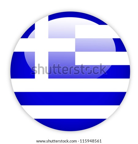 Greece flag button on white