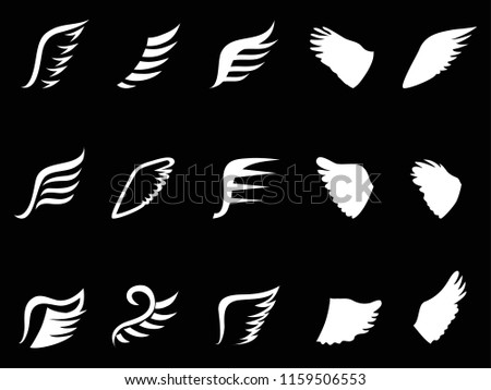 
white wing icons on black background
