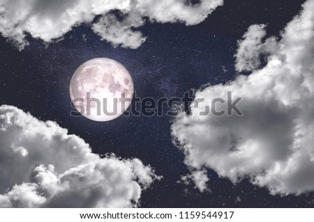 night dark sky with stars moon and moonlight