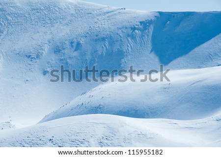 relief of snowy mountains
