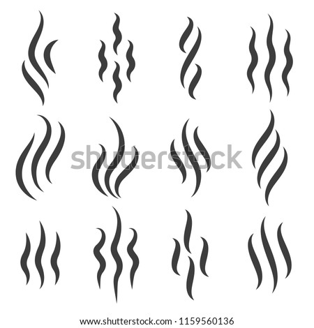 Smell icons. Cooking steam or warm aroma smell mark, steaming vapour odour symbols Royalty-Free Stock Photo #1159560136
