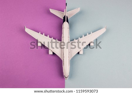 Plane, aircraft on color background. Travel concept