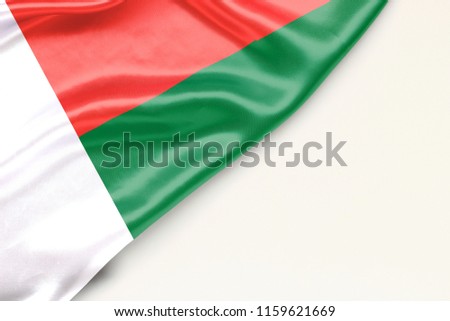 Flag of Madagascar is a white background and place for text